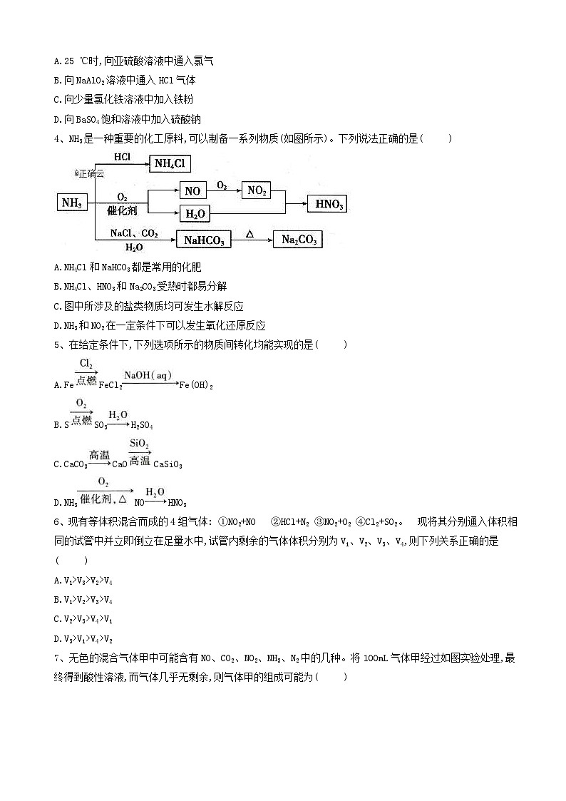 高考化学高频考点小题突破训练5重要元素及其化合物 含解析第2页