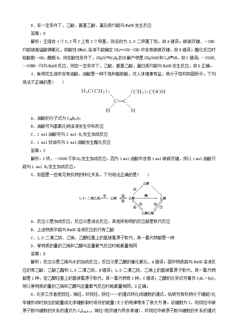 高考化学一轮复习全程训练计划周测6常见有机化合物 含解析第2页