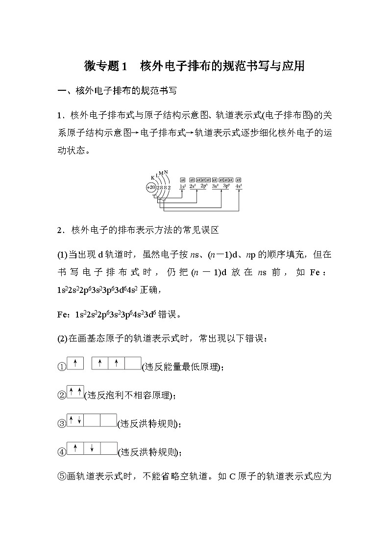 高中化学苏教版（2021） 选择性必修2 专题2 第一单元 微专题1　核外电子排布的规范书写与应用-同步学案01