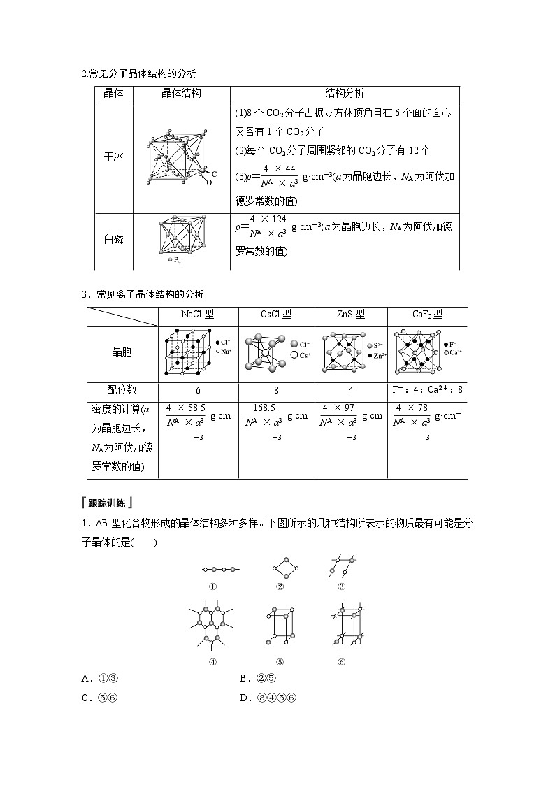 高中化学苏教版（2021） 选择性必修2 专题3 第四单元 微专题3　常见晶体结构的比较与分析第2页