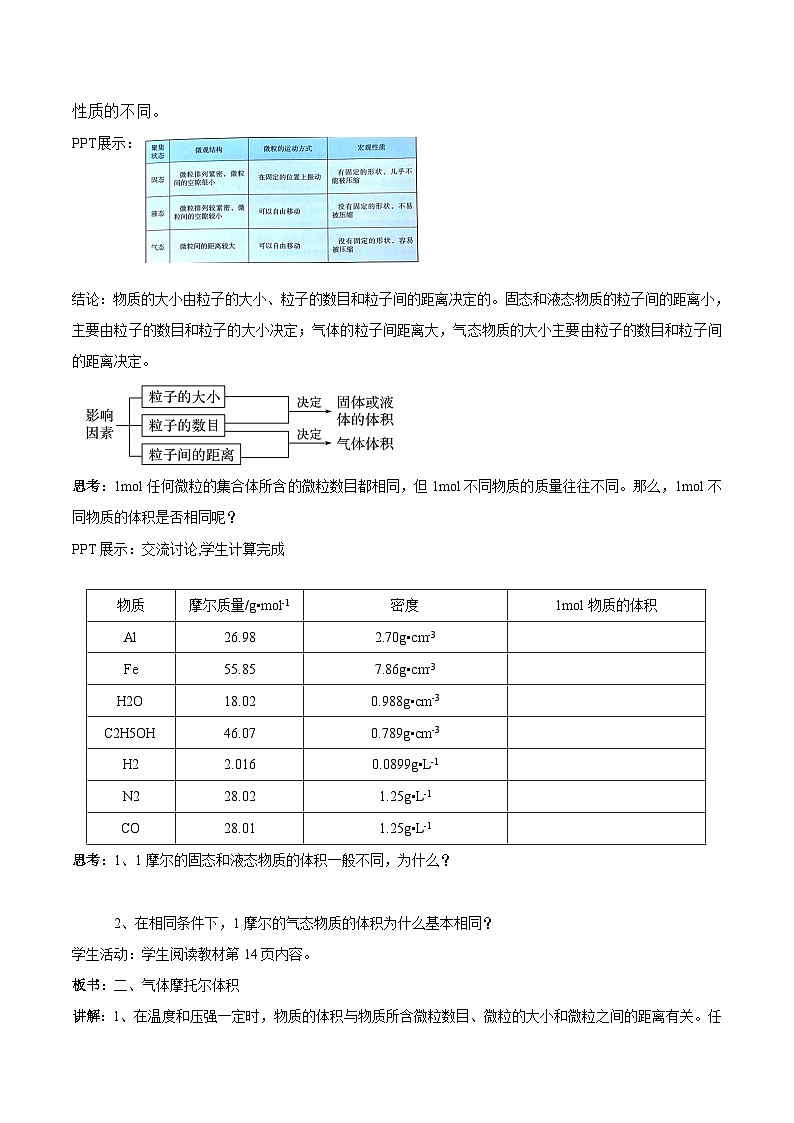 苏教版（2019）高中化学必修一教案：专题1 物质的分类及计量  气体摩尔体积 （ Word版含解析，2课时打包）02