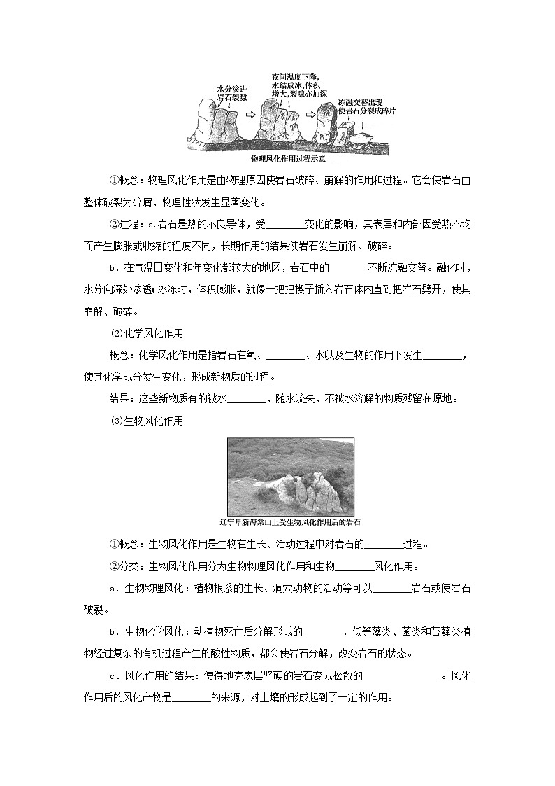 中图版2019 新教材高中地理 选修一 第二章地表形态的变化1.2外力作用及其对地表形态的影响学案第2页