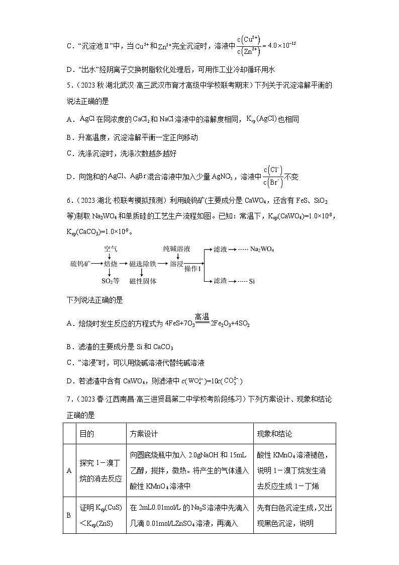 2024届高三新高考化学大一轮专题练习-沉淀溶解平衡03