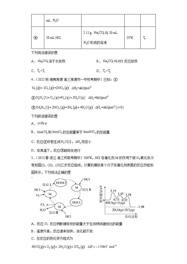 2024届高三新高考化学大一轮专题练习-化学反应的热效应02