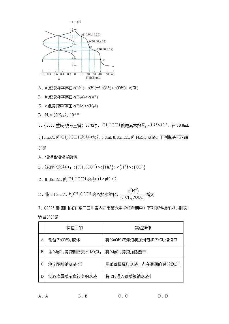 2024届高三新高考化学大一轮专题训练-盐类的水解03