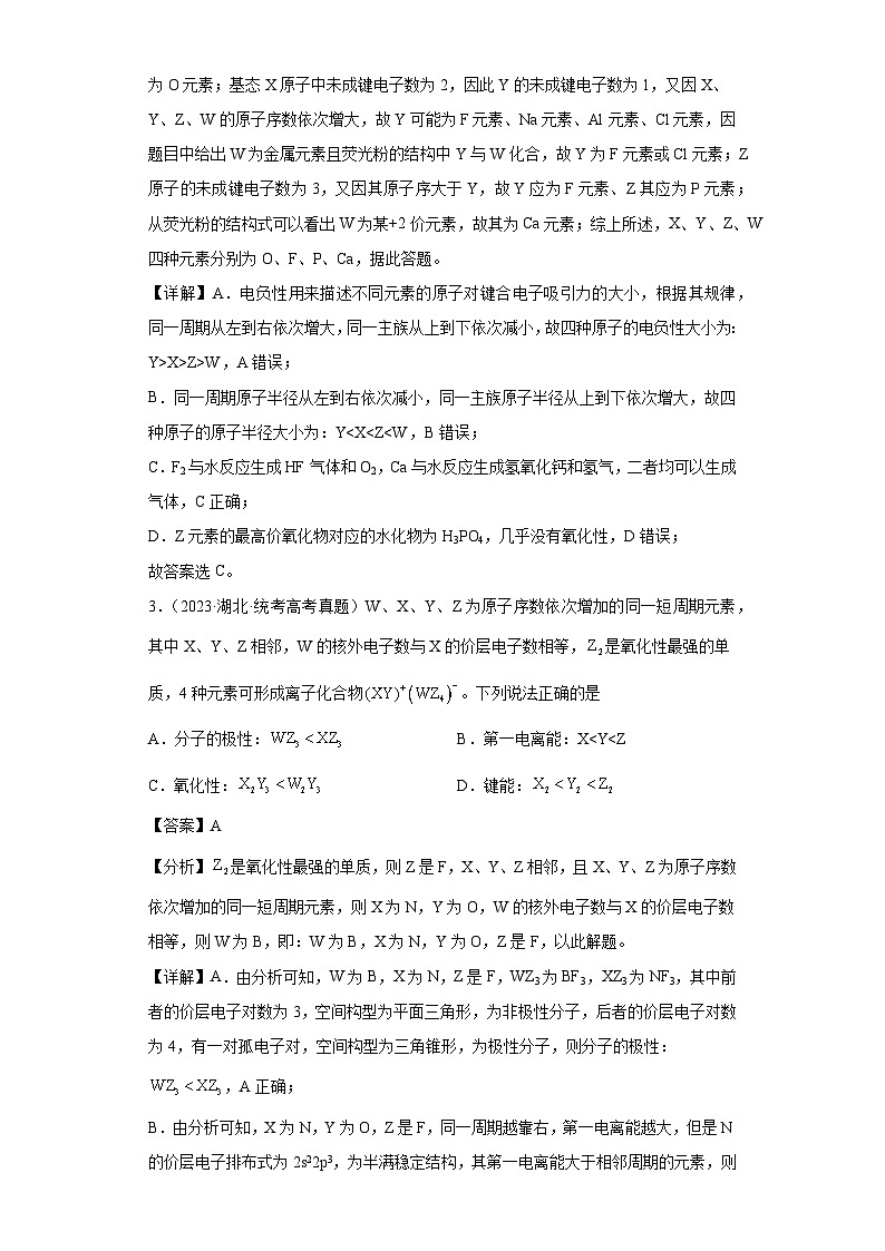 2024年高中化学一轮复习专项训练  元素的推断与元素周期律02