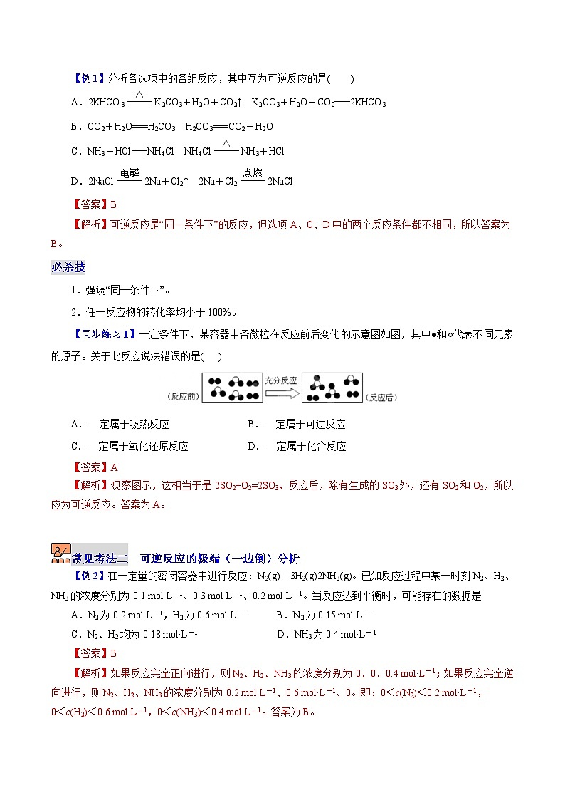 6.2.1  化学平衡（第1课时 可逆反应和化学平衡状态）-2023-2024学年度高一化学同步精品讲义（沪科版必修第二册）03