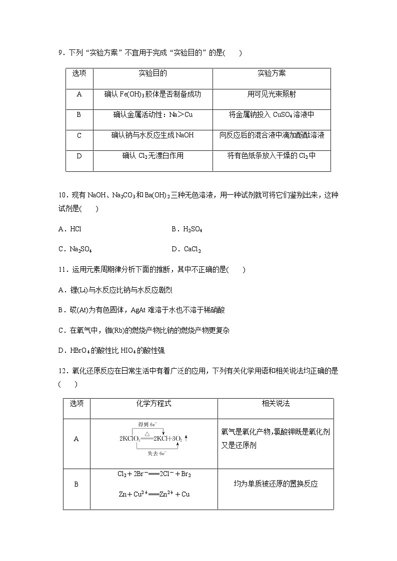 苏教版必修一 化学  模块综合试卷（含答案）—2023-2024学年（苏教版2019）高中化学必修103
