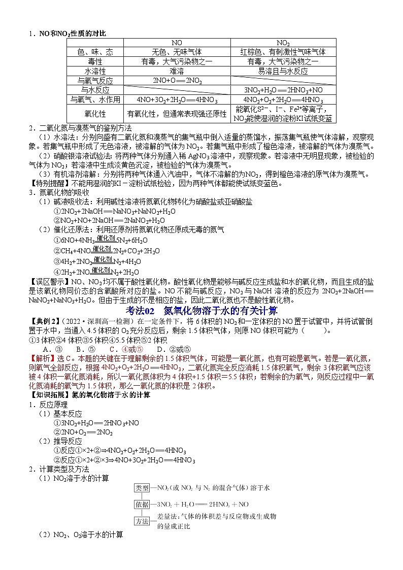 【同步讲义】高中化学（人教版2019）必修第二册--第04讲 氮气与氮的固定+一氧化氮和二氧化氮 讲义03