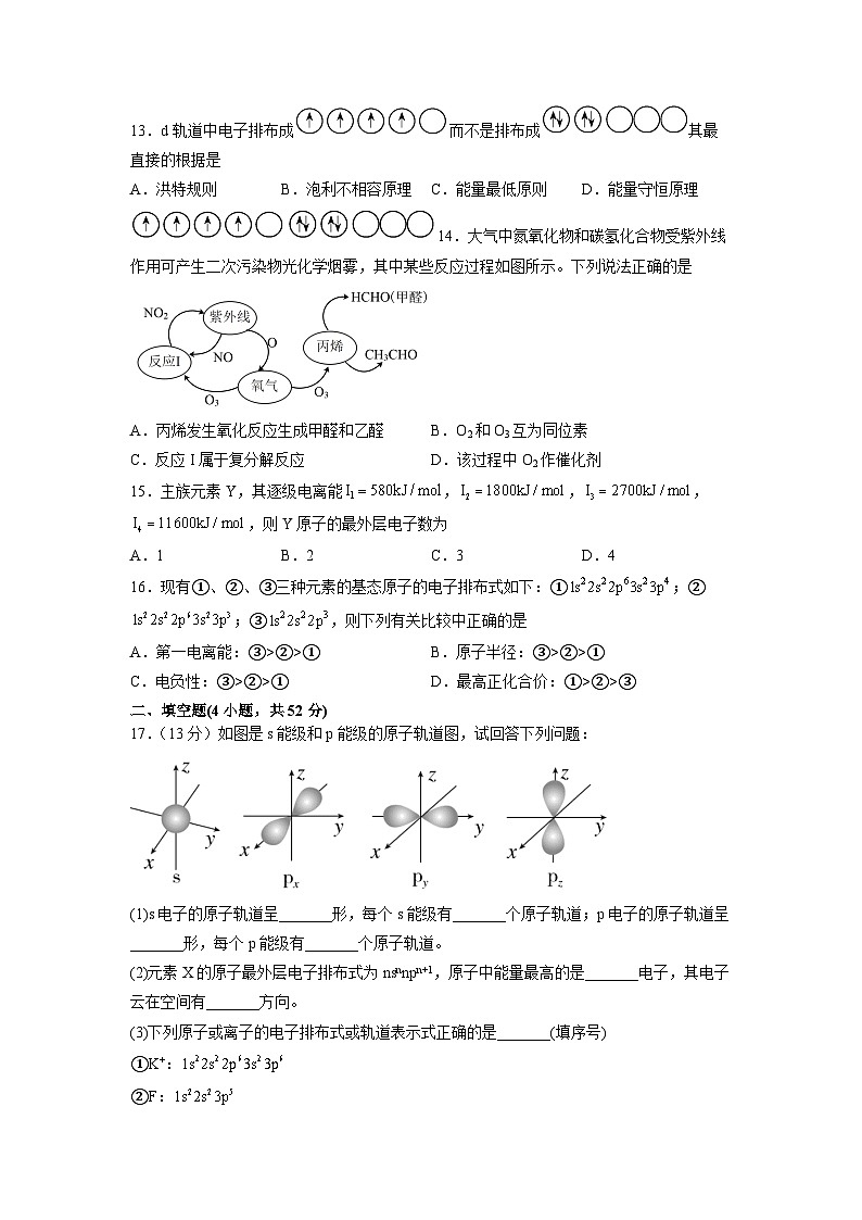 【同步讲义】高中化学（人教版2019）选修第二册--第一章《原子结构与性质》基础过关单元检测03