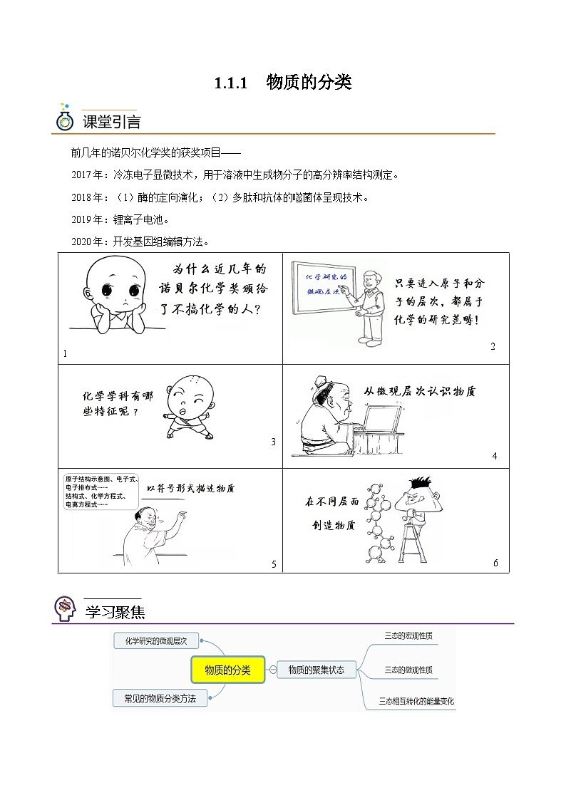 【同步讲义】高中化学（沪科版2020）必修第一册--1.1.1  物质的分类 讲义01