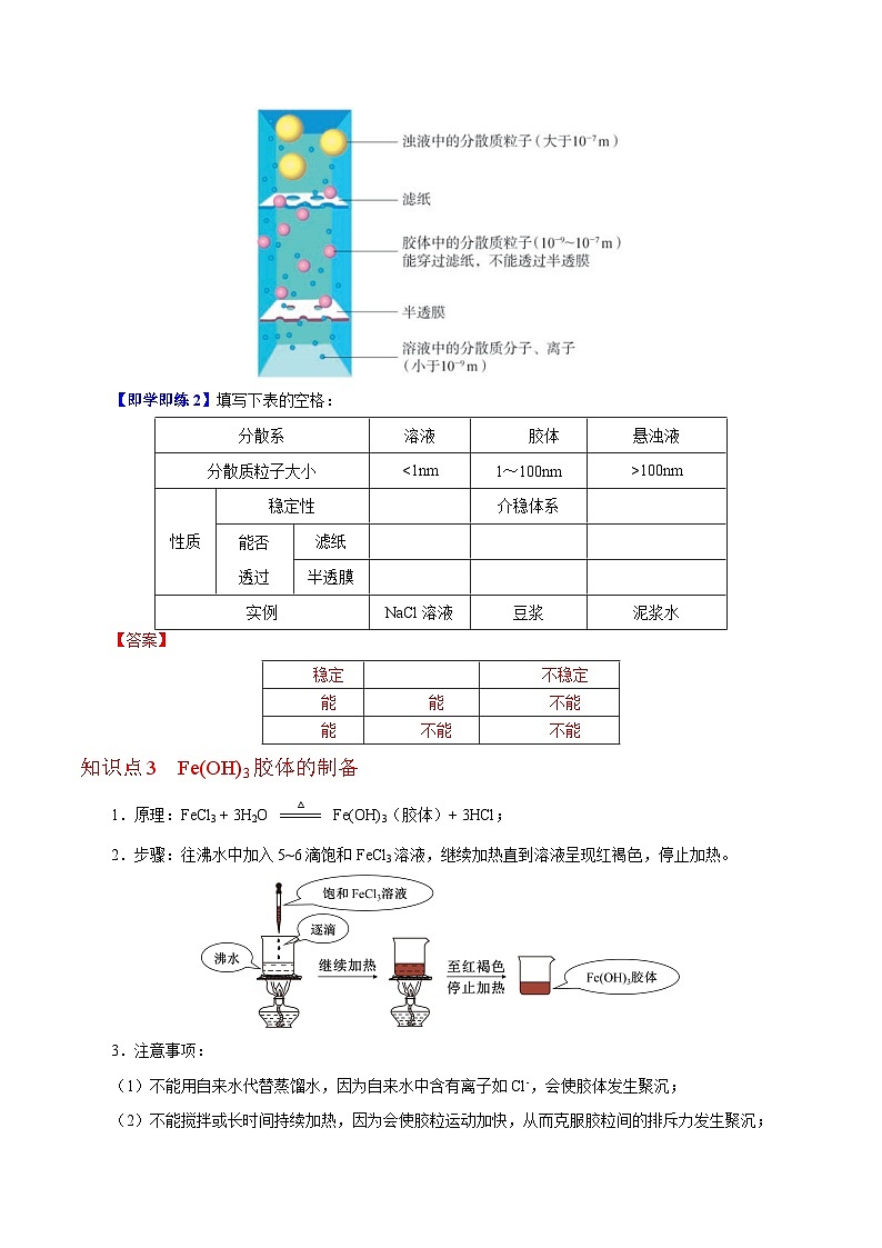 【同步讲义】高中化学（沪科版2020）必修第一册--1.1.2  分散系 讲义03
