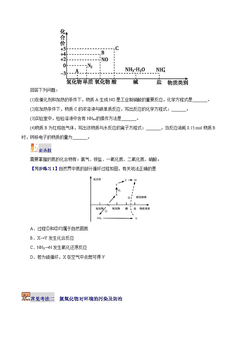 【同步讲义】高中化学（沪科版2020）必修第一册--3.3.2  氮循环 讲义03