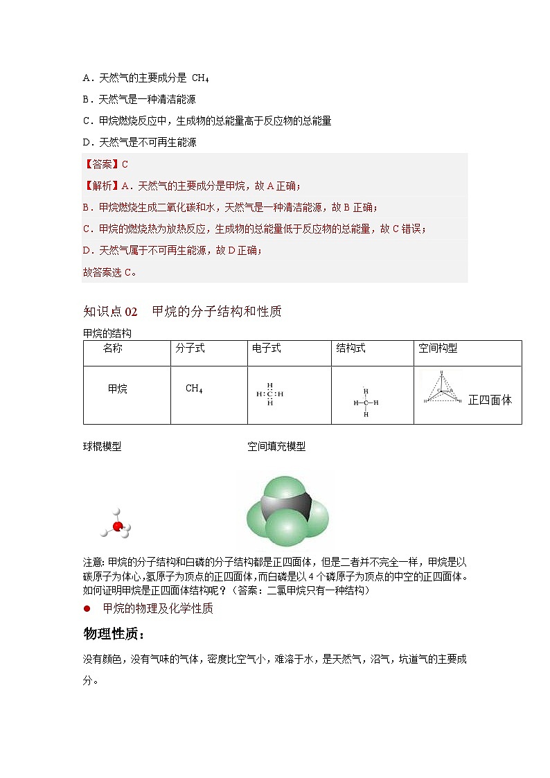 【同步讲义】高中化学（沪科版2020）必修第二册--7.1 饱和烃 讲义02