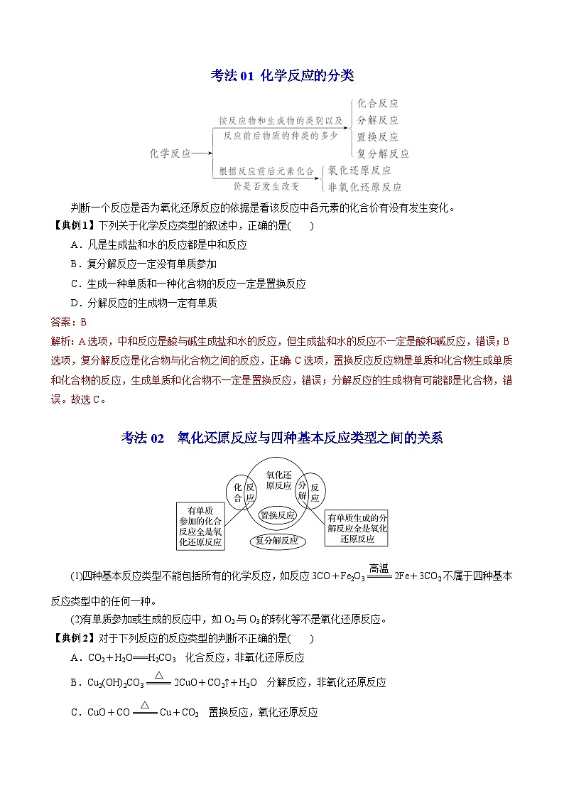 【同步讲义】高中化学（苏教版2019）必修第一册--1.1.2 化学反应的分类 讲义03