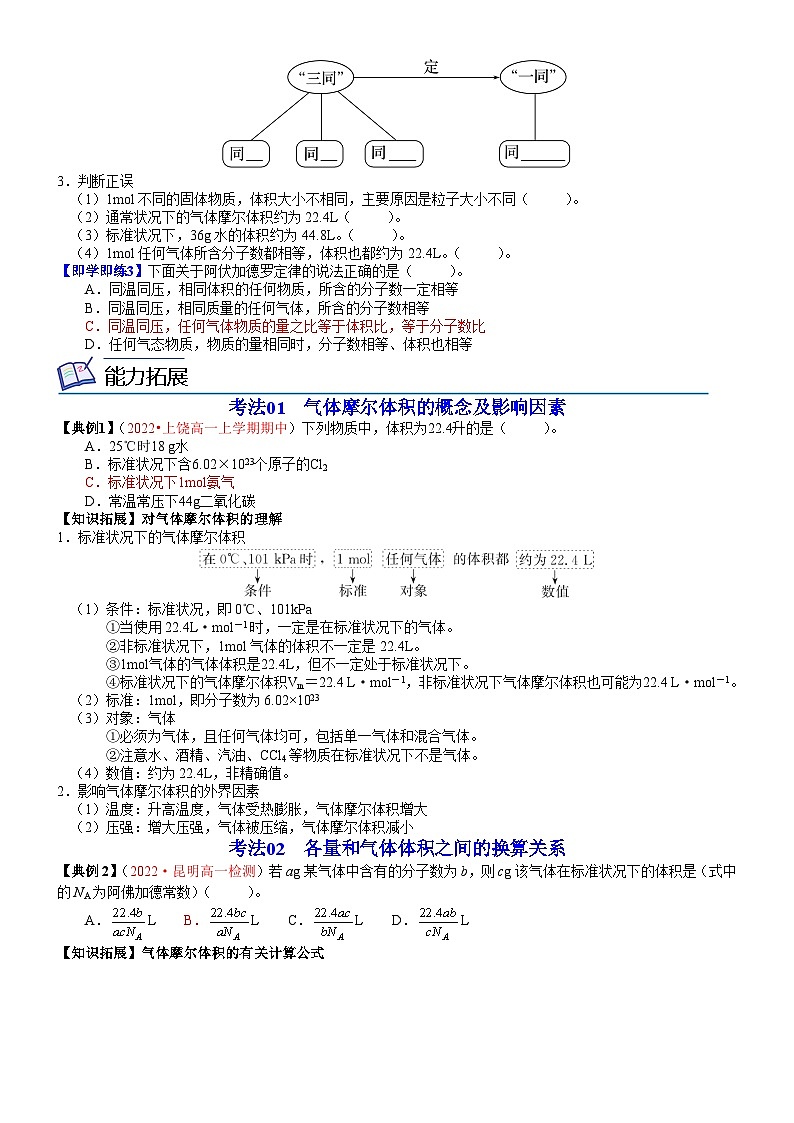 【同步讲义】高中化学（鲁科版2019）必修第一册--第05讲 气体摩尔体积 讲义02