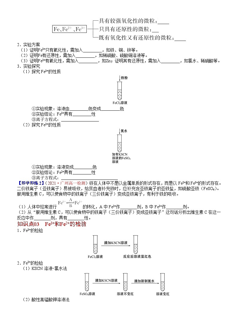 【同步讲义】高中化学（鲁科版2019）必修第一册--第16讲 铁、亚铁盐和铁盐（学生版）第2页