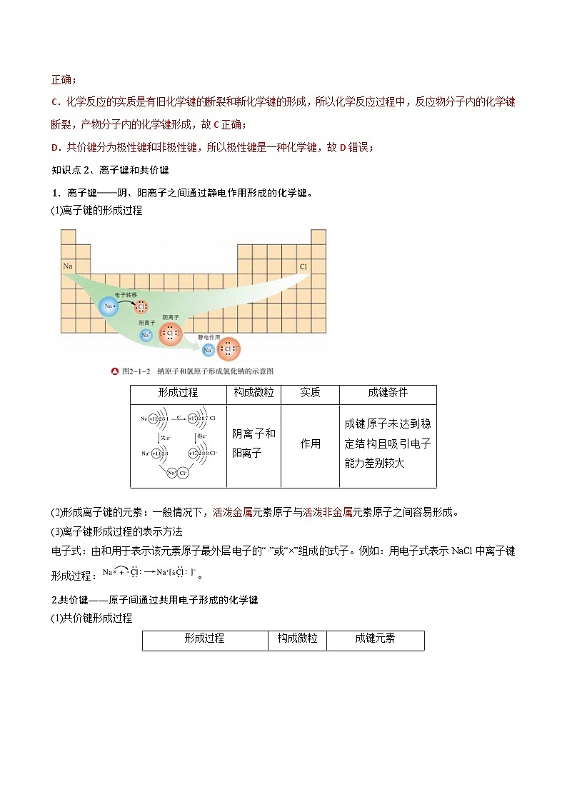 【同步讲义】高中化学（鲁科版2019）必修第二册--2.1化学键与物质构成（讲）（解析版）第3页