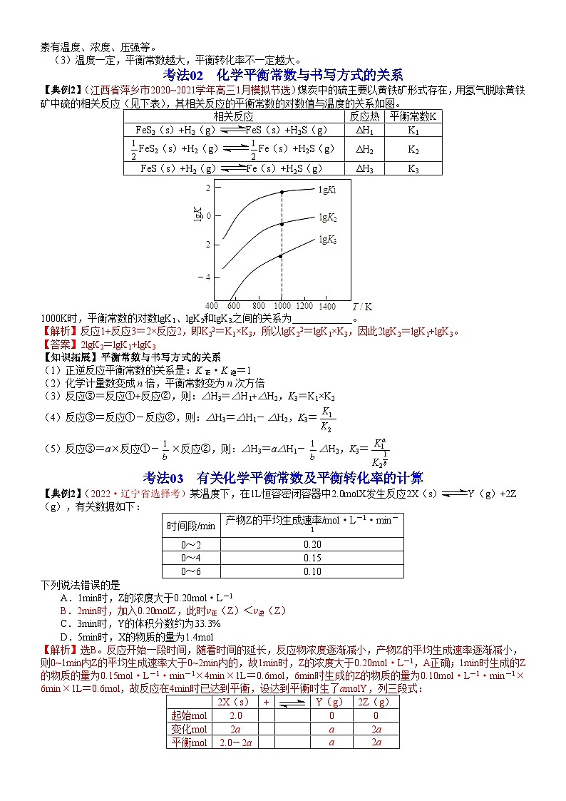 【同步讲义】高中化学（鲁科版2019）选修第一册--第09讲 化学平衡常数平衡转化率（教师版）第3页