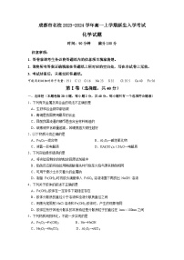 四川省成都市名校2023-2024学年高一上学期新生入学考试化学试卷（Word版含答案）