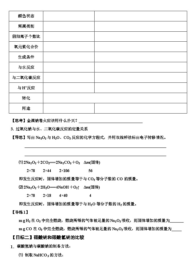 高中化学人教版（2019）必修1 第二章第一节钠及其化合物 第二课时学案（含答案）第2页