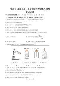 江苏省扬州市2023-2024学年高三化学上学期期初模拟考试试卷（PDF版附解析）