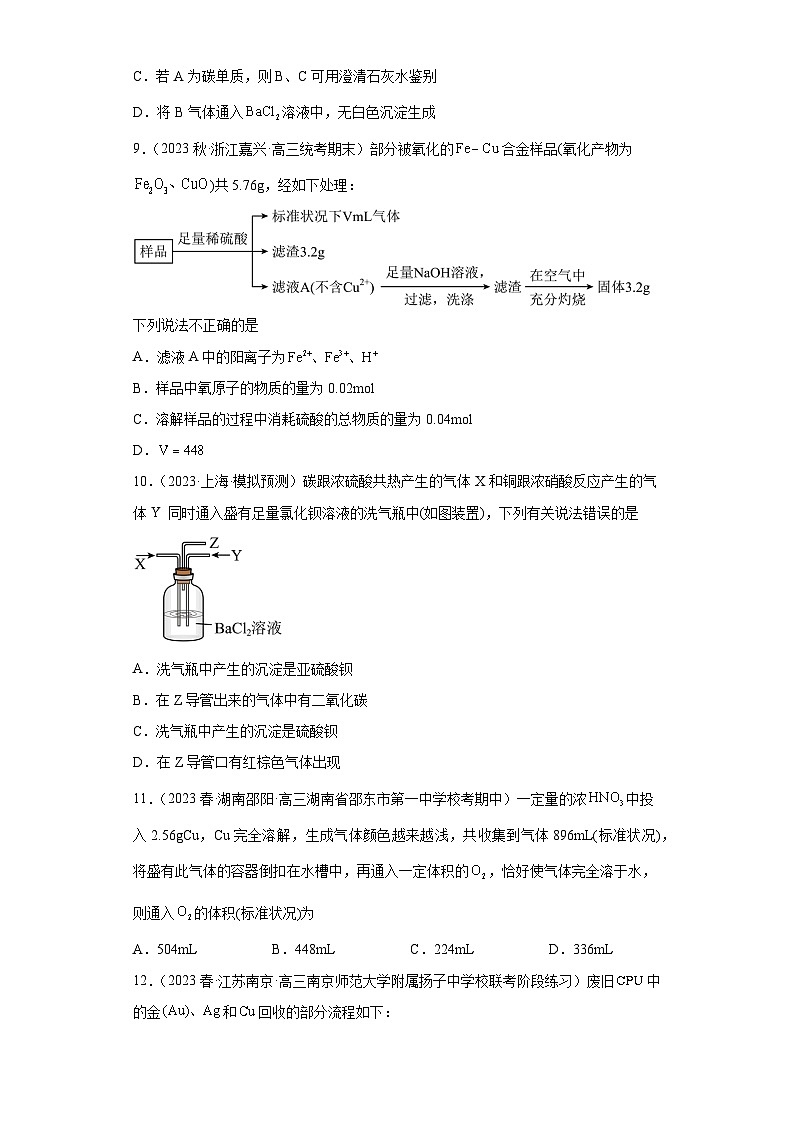 2024届高三新高考化学大一轮专题练习-铜及其化合物第3页