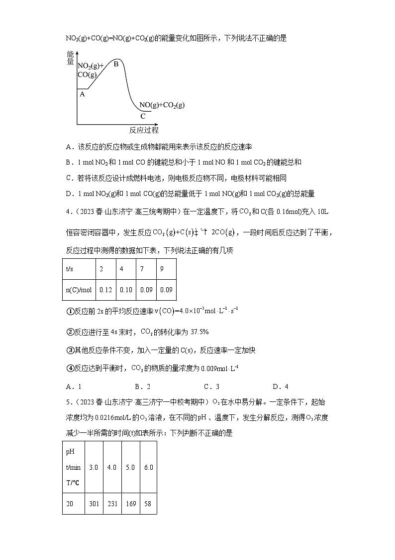 2024届高三新高考化学大一轮专题训练-化学反应的速率第2页