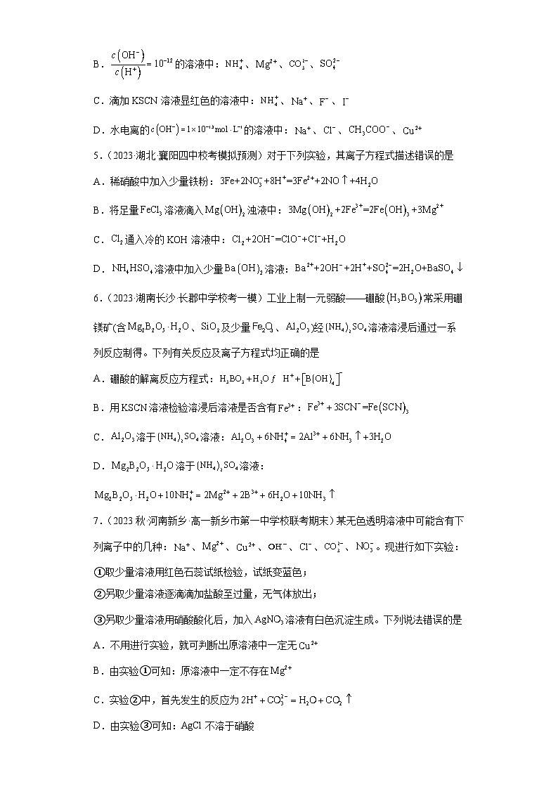 2024届高三新高考化学大一轮专题训练——离子反应第2页