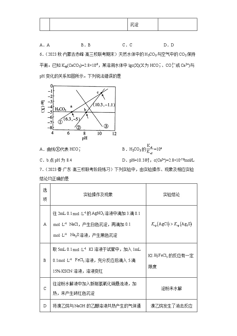 2024届高三新高考化学大一轮专题练习：沉淀溶解平衡(含答案)第3页