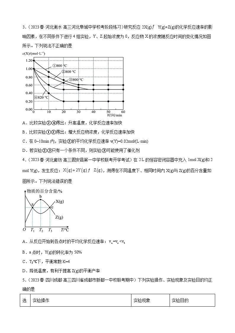 2024届高三新高考化学大一轮专题练习：影响化学反应速率的因素(有答案)第2页