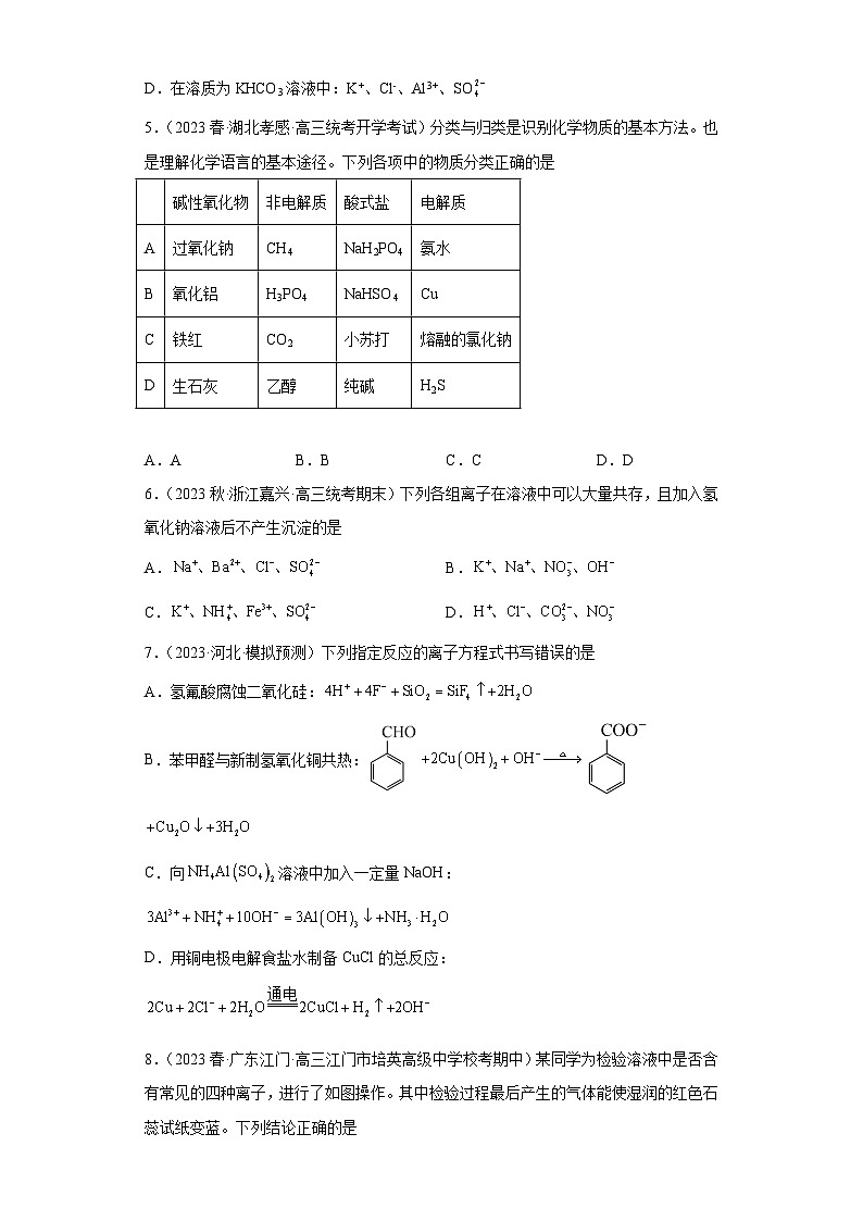 2024届高三新高考化学大一轮专题练习——离子反应第2页
