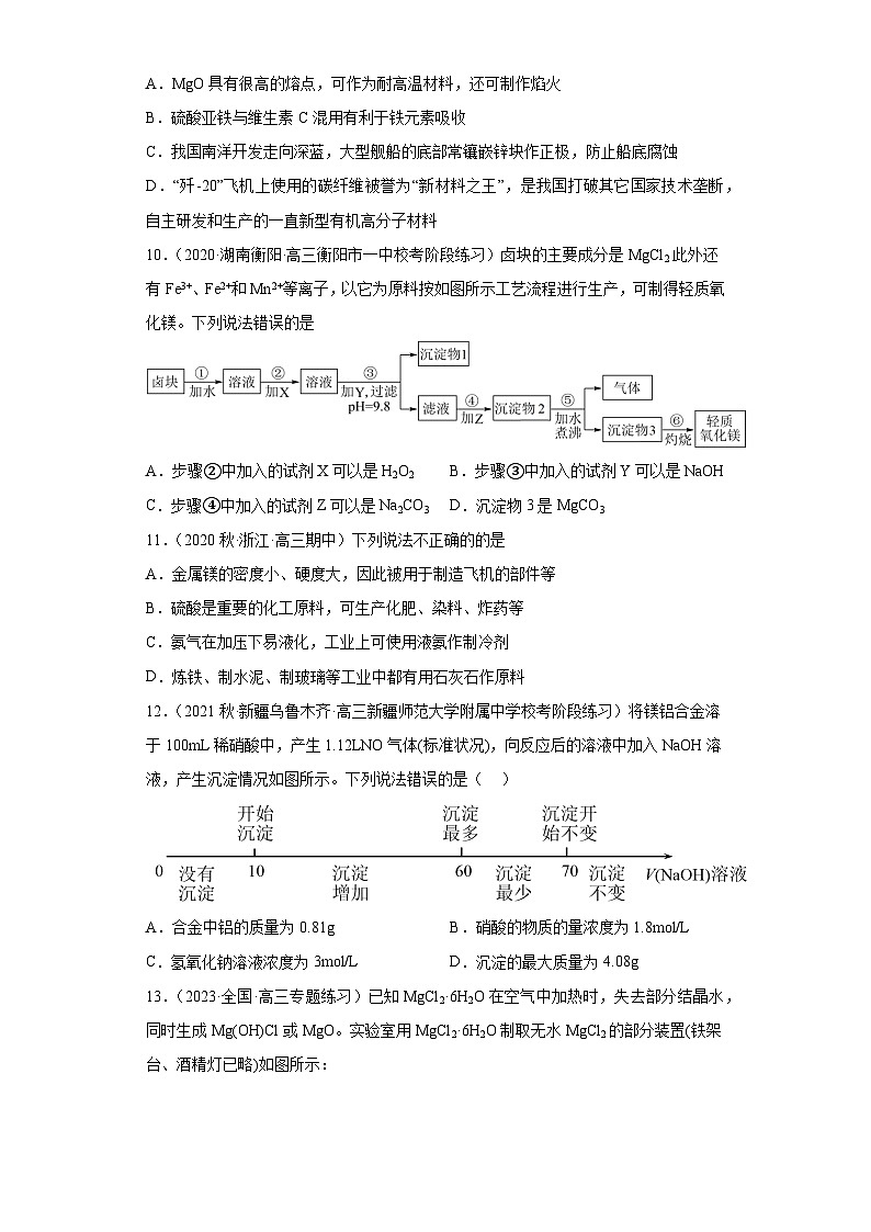 2024届高三新高考化学大一轮专题练习—镁及其化合物(有答案)第3页