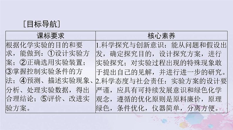 2024届高考化学一轮总复习第十章化学实验基础第四节化学实验方案的设计与评价课件02