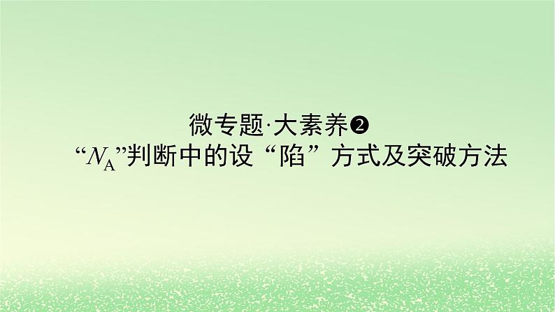 2024版新教材高考化学全程一轮总复习第二章物质的量微专题大素养2“NA”判断中的设“陷”方式及突破方法课件第1页