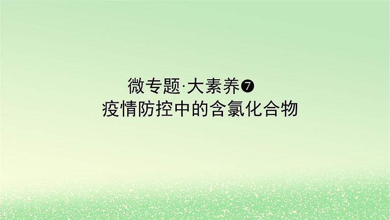 2024版新教材高考化学全程一轮总复习第四章非金属及其化合物微专题大素养7疫情防控中的含氯化合物课件第1页