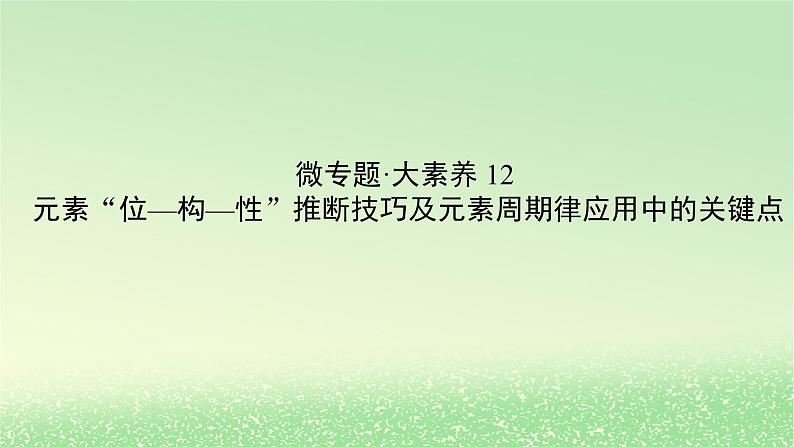 2024版新教材高考化学全程一轮总复习第五章物质结构与性质元素周期律微专题大素养12元素“位_构_性”推断技巧及元素周期律应用中的关键点课件第1页