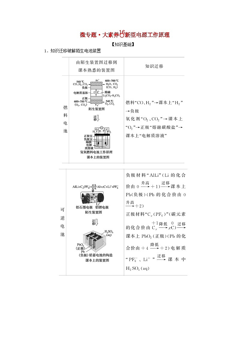 2024版新教材高考化学全程一轮总复习第六章化学反应与能量微专题大素养16新型电源工作原理学生用书第1页