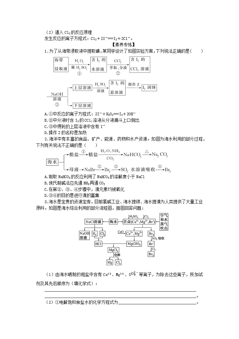 2024版新教材高考化学全程一轮总复习第四章非金属及其化合物微专题大素养6从海水中提取卤素单质的工艺流程学生用书第2页