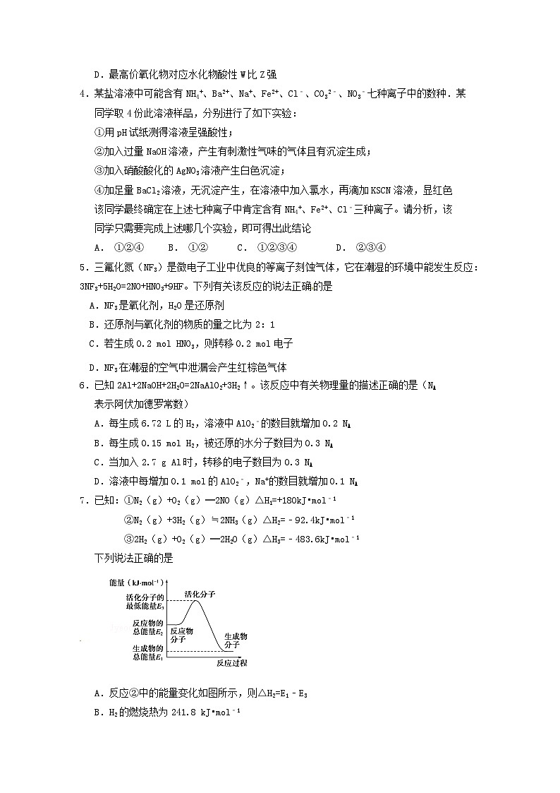 福建省X市XX中学2016-2017学年度上学期高三期末考试《化学》试卷第2页