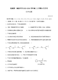 福建省龙岩市连城第一高级中学2023-2024学年高三上学期8月月考化学试题（Word版含答案）