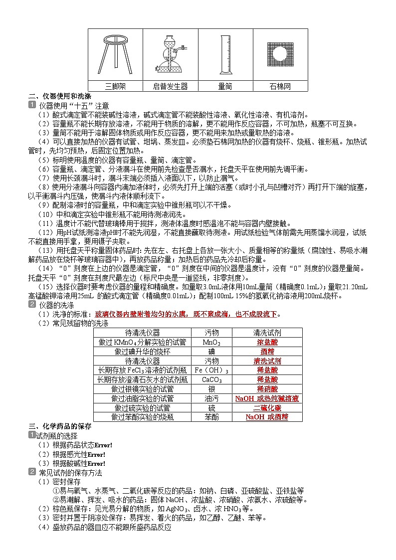 回归教材重难点10  再现常考化学实验基础知识-【查漏补缺】2023年高考化学三轮冲刺过关（新高考专用）（原卷版）第2页