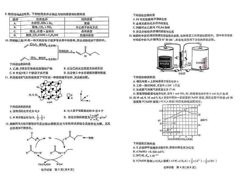 河南省名校2023-2024学年高三上学期开学考试化学第2页