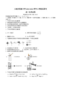 2024大理白族自治州民族中学高一上学期开学考试化学试题含答案