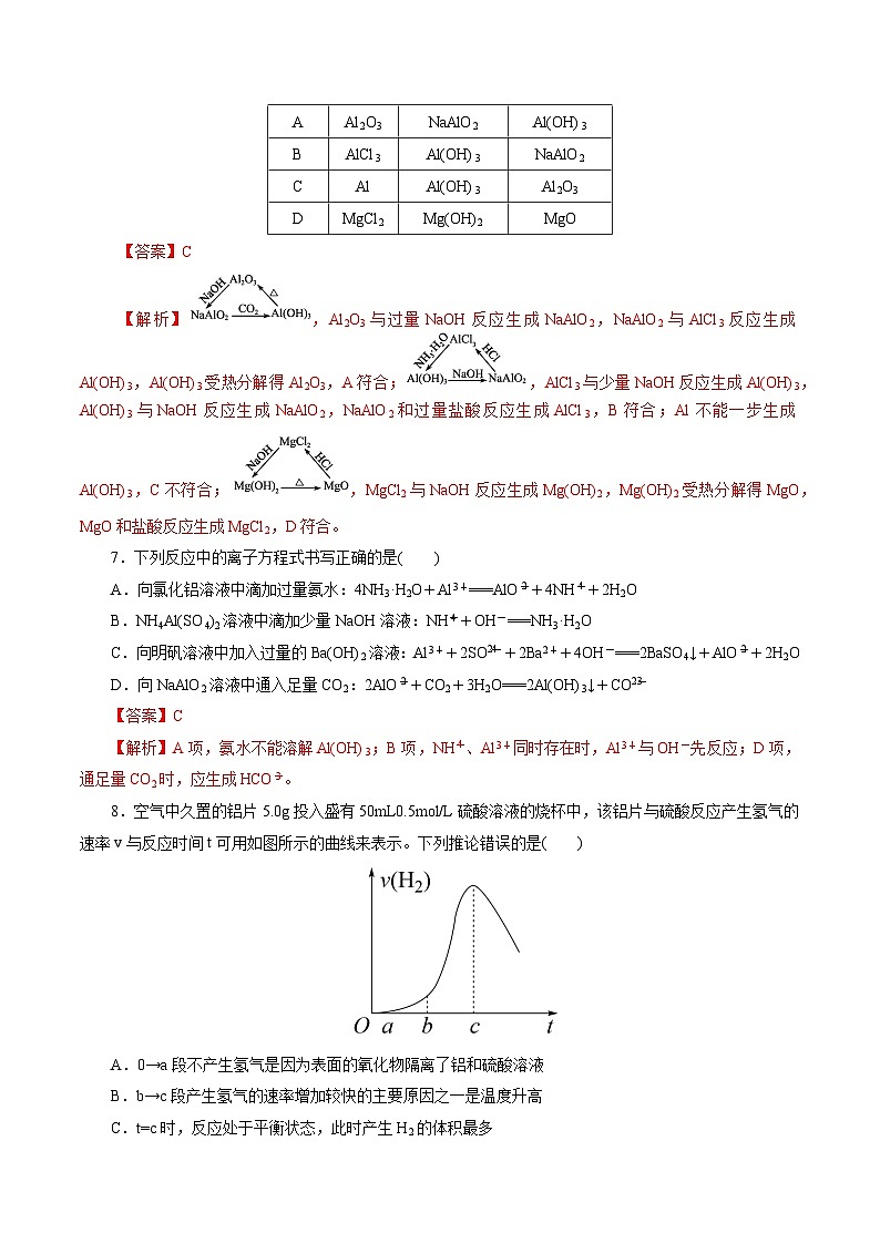 考点15  铝及其化合物(好题冲关)-备战2024年高考化学一轮复习考点帮（全国通用）(解析版)03