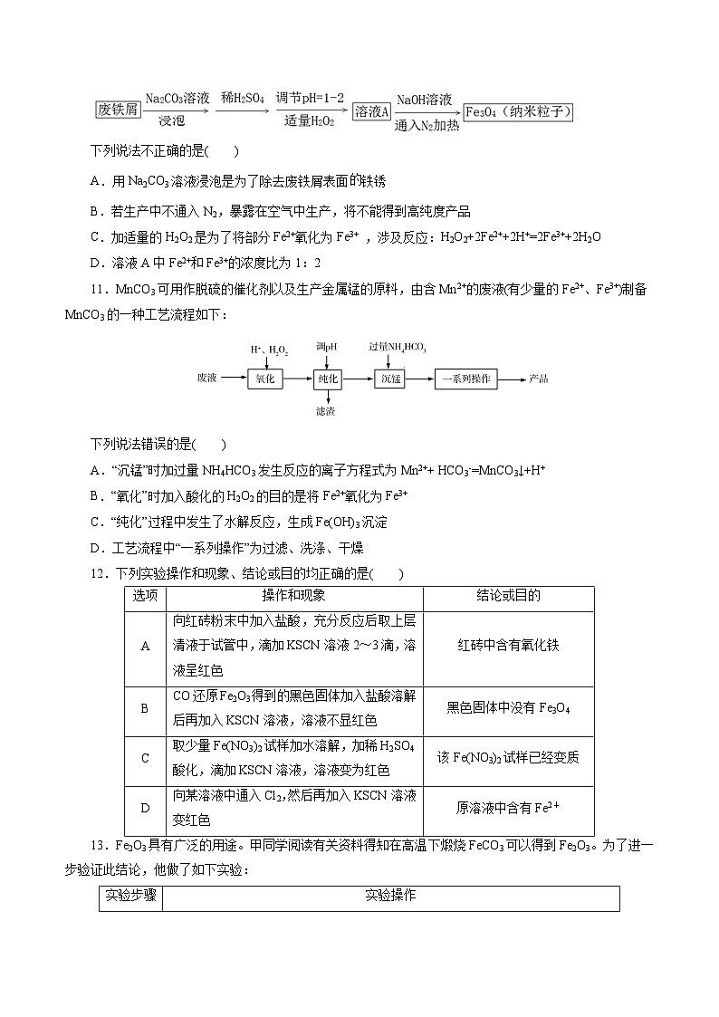 考点14  铁及其化合物(好题冲关)-备战2024年高考化学一轮复习考点帮（全国通用）(原卷版)第3页