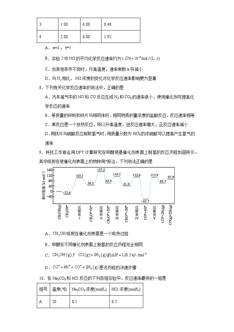 2.1化学反应速率同步练习-人教版高中化学选择性必修1第3页