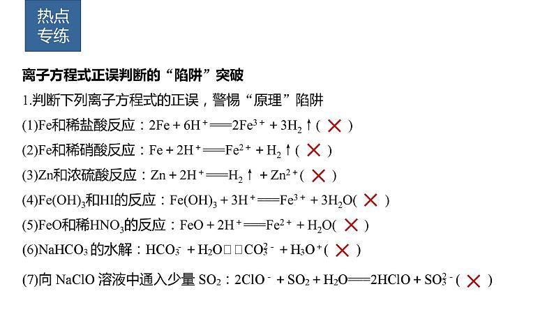 2024年高考化学一轮复习课件（鲁科版）第2章 热点强化4　离子方程式的正误判断03