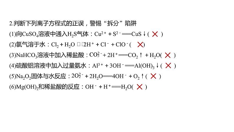 2024年高考化学一轮复习课件（鲁科版）第2章 热点强化4　离子方程式的正误判断04