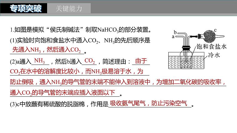 2024年高考化学一轮复习课件（鲁科版）第3章 第11讲　侯氏制碱法与Na2CO3含量的测定08